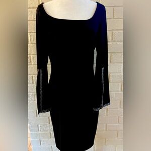 EUC Calvin Klein cocktail dress with embellished sleeves, size 12